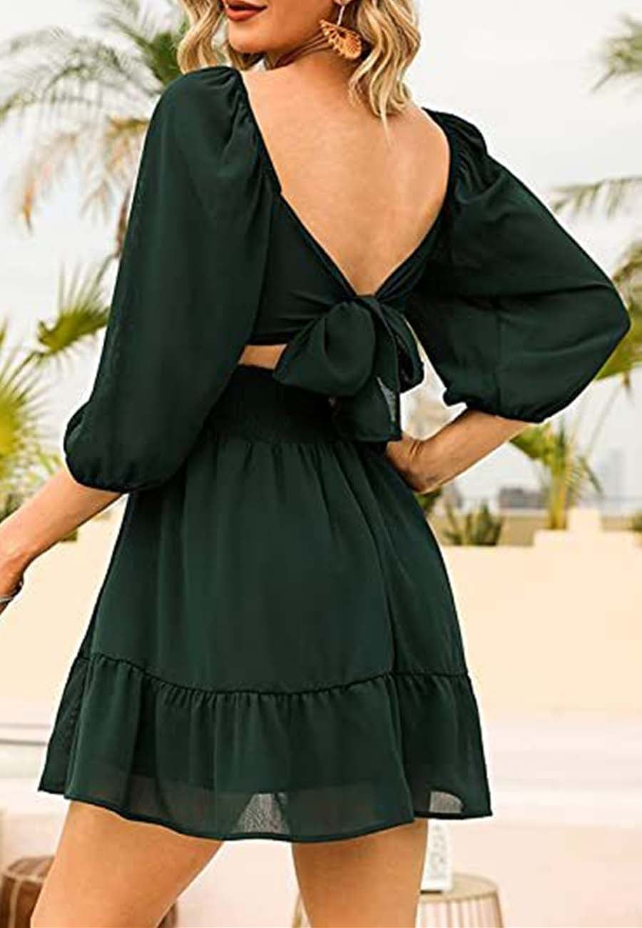 Square Neck Tie Back Dress