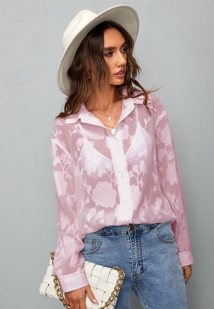 Sheer Textured Floral Blouse