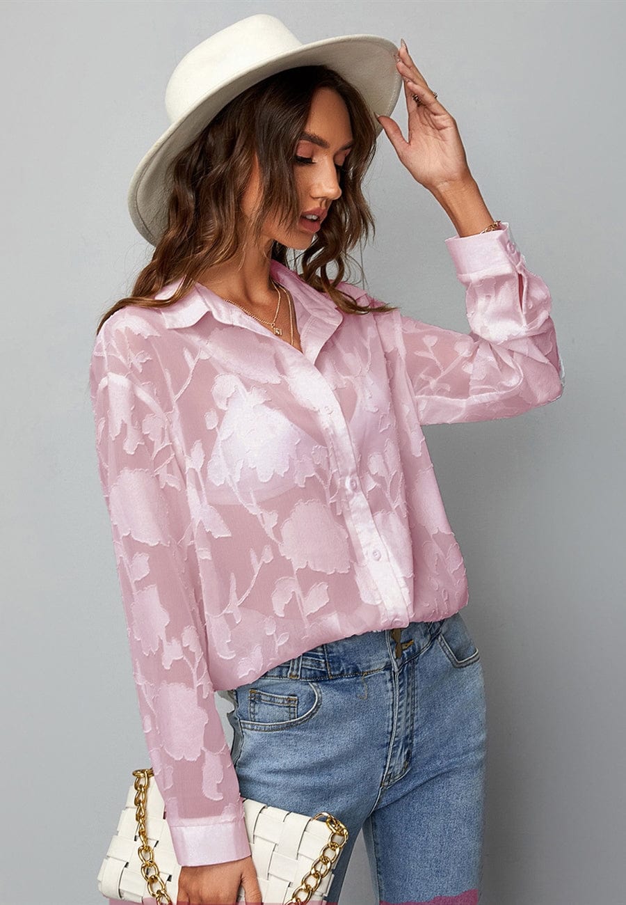 Sheer Textured Floral Blouse