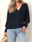 Patterned Knit Bishop Sleeve Cardigan