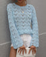 Patterned Knit Bell Sleeve Sweater