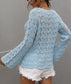 Patterned Knit Bell Sleeve Sweater