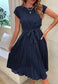 Pleated Detailed Belted Dress