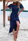 Off Shoulder Button Midi Dress