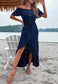 Off Shoulder Button Midi Dress
