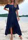 Off Shoulder Button Midi Dress
