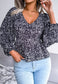 Animal Print Bishop Sleeve Blouse