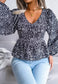 Animal Print Bishop Sleeve Blouse