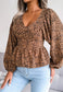 Animal Print Bishop Sleeve Blouse