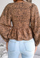 Animal Print Bishop Sleeve Blouse