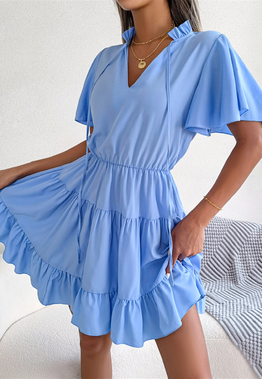 Tie Neck Tiered Dress