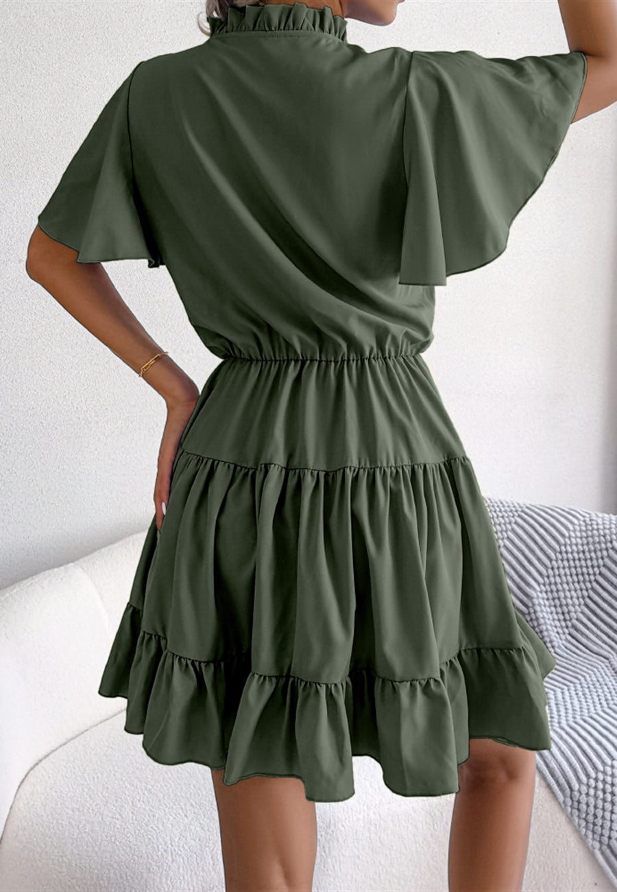 Tie Neck Tiered Dress