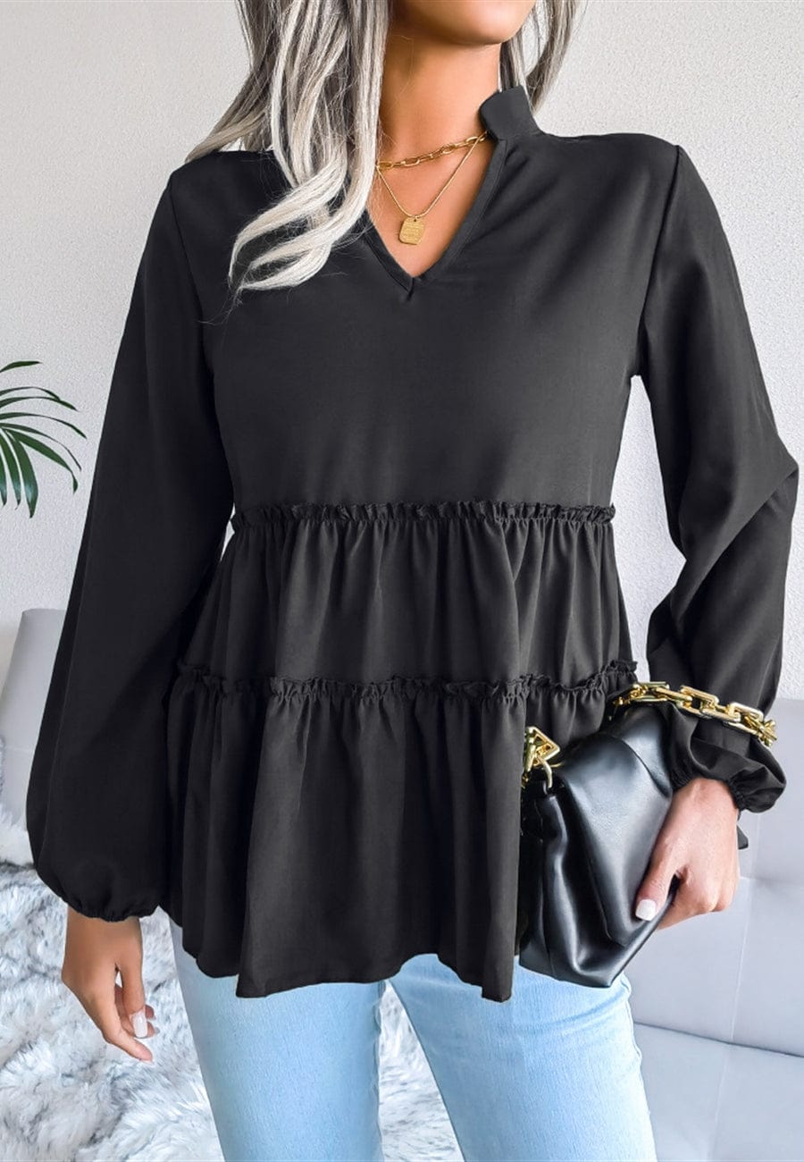 Bishop Sleeve Tiered Blouse