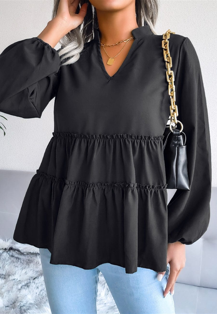 Bishop Sleeve Tiered Blouse