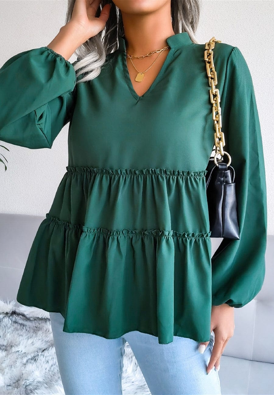 Bishop Sleeve Tiered Blouse