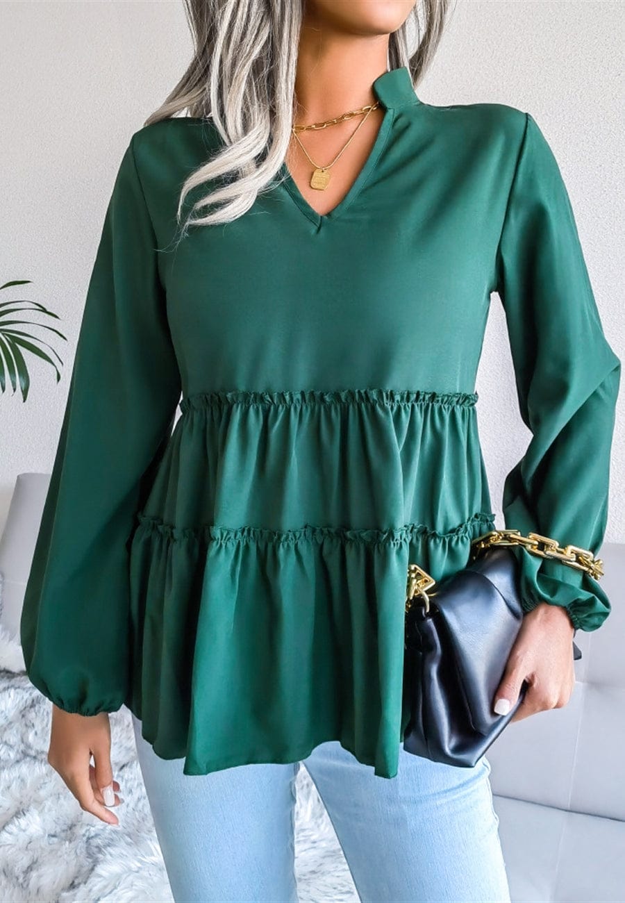 Bishop Sleeve Tiered Blouse