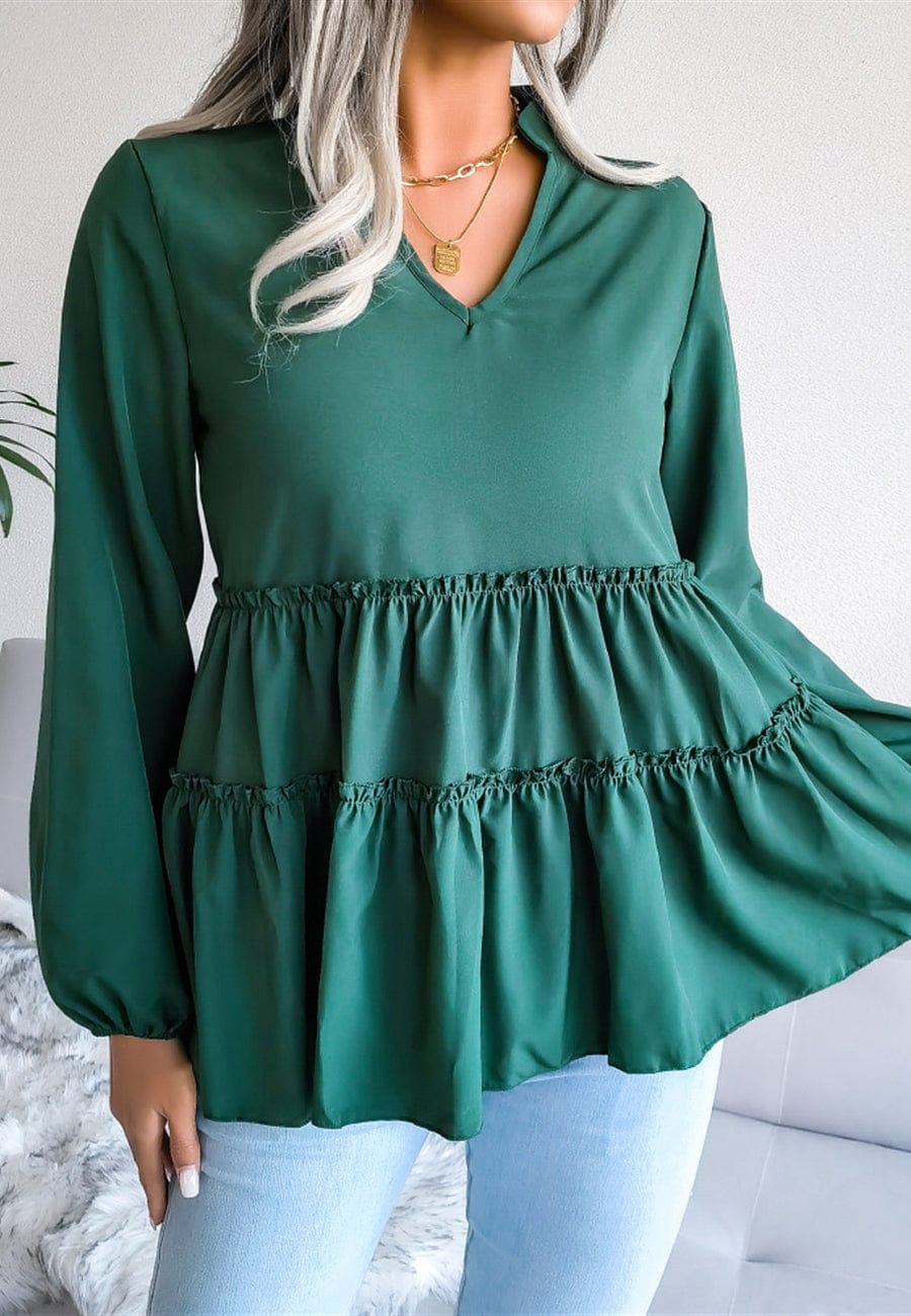 Bishop Sleeve Tiered Blouse