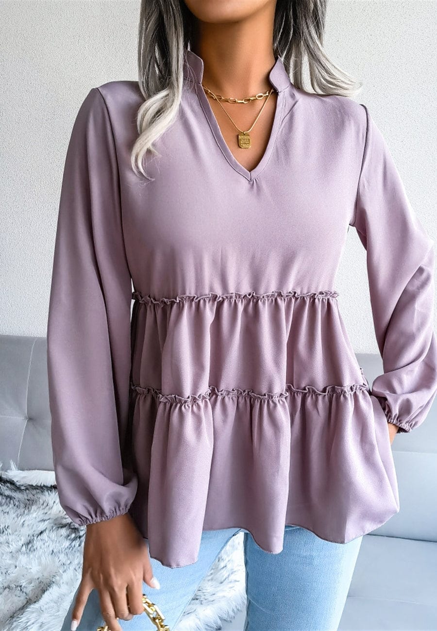 Bishop Sleeve Tiered Blouse