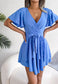 Asymmetrical Tiered Hem Wrap Dress