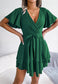 Asymmetrical Tiered Hem Wrap Dress