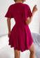 Asymmetrical Tiered Hem Wrap Dress