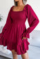 Solid Shirred Ruffle Hem Dress