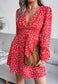 Plunge Floral Long Sleeve Dress