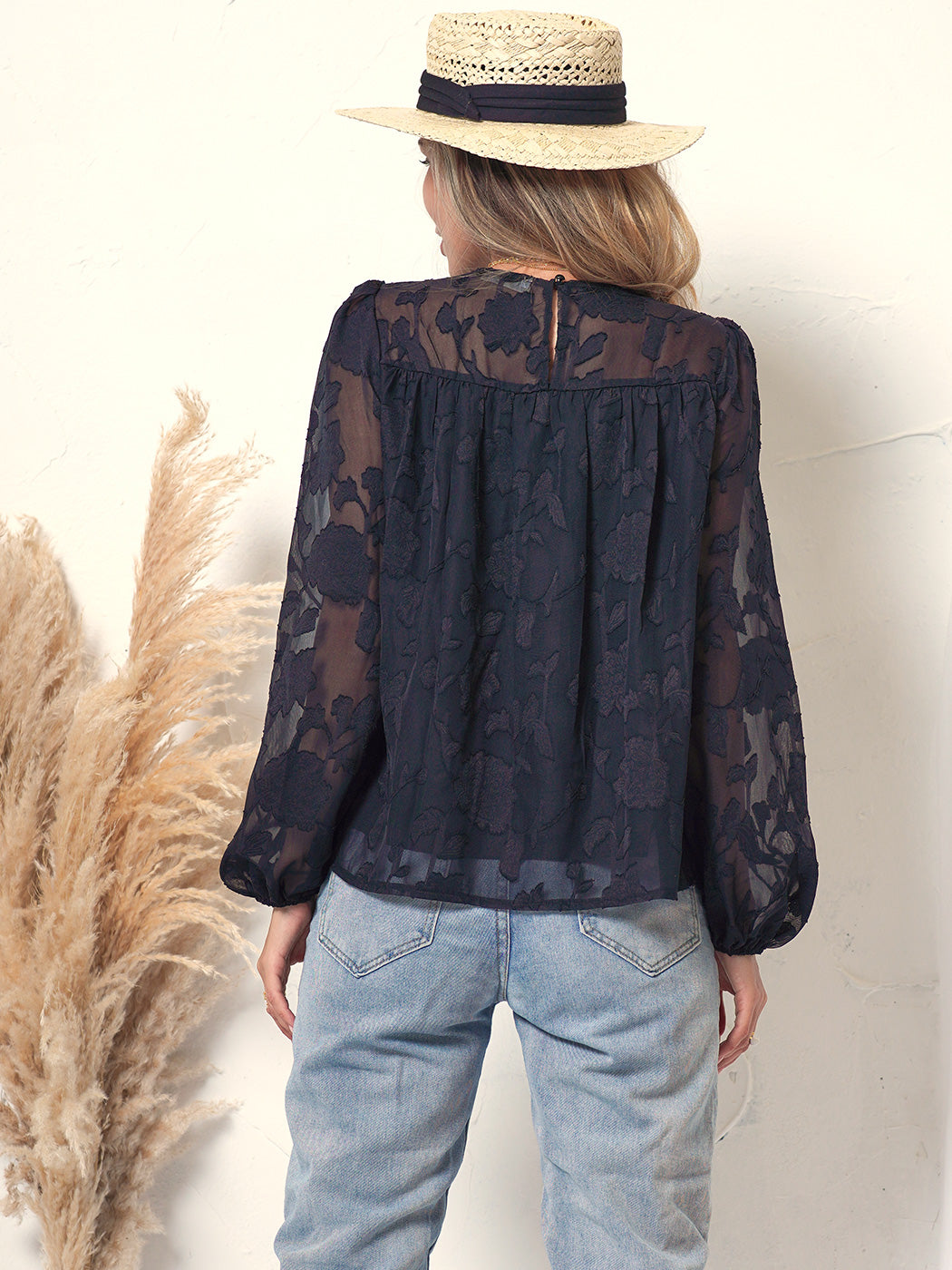 Sheer Floral Detail Blouse