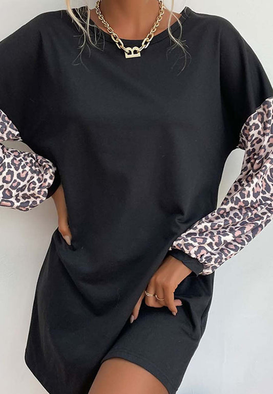 Two Tone Leopard Print Dress