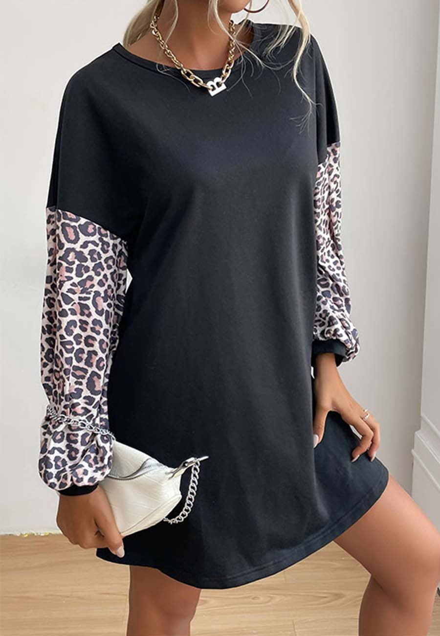 Two Tone Leopard Print Dress