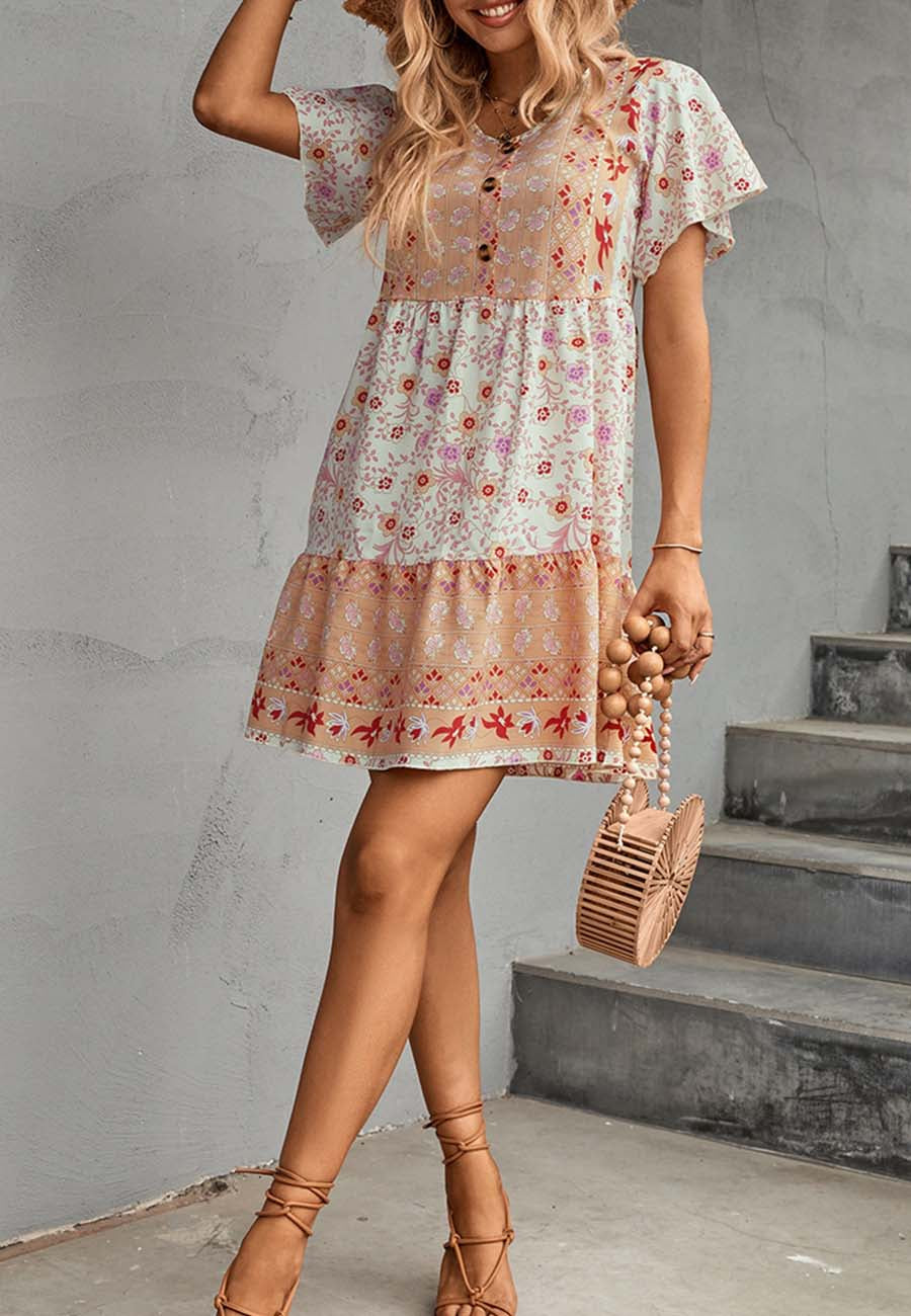 Flutter Sleeve Boho Dress