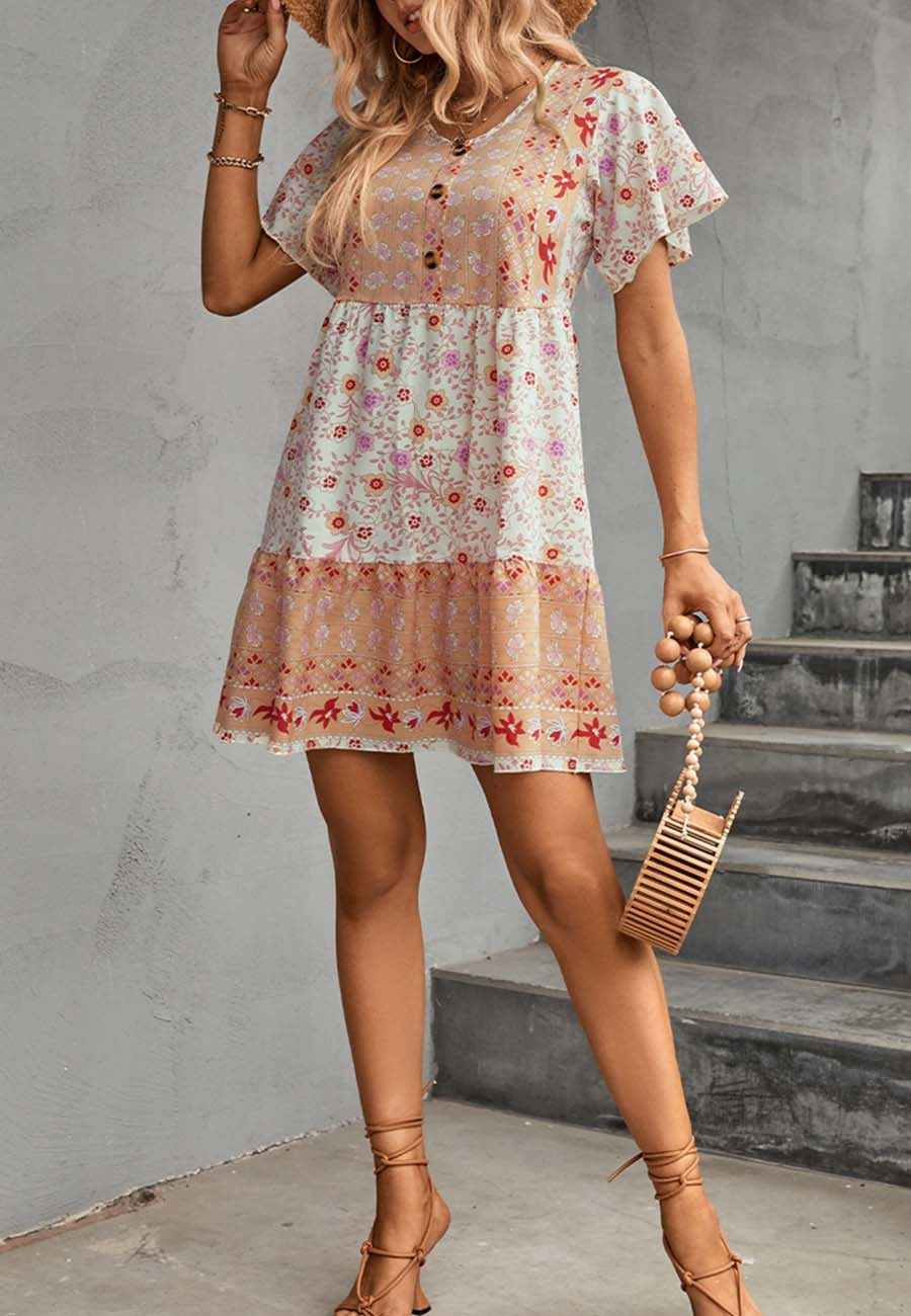 Flutter Sleeve Boho Dress