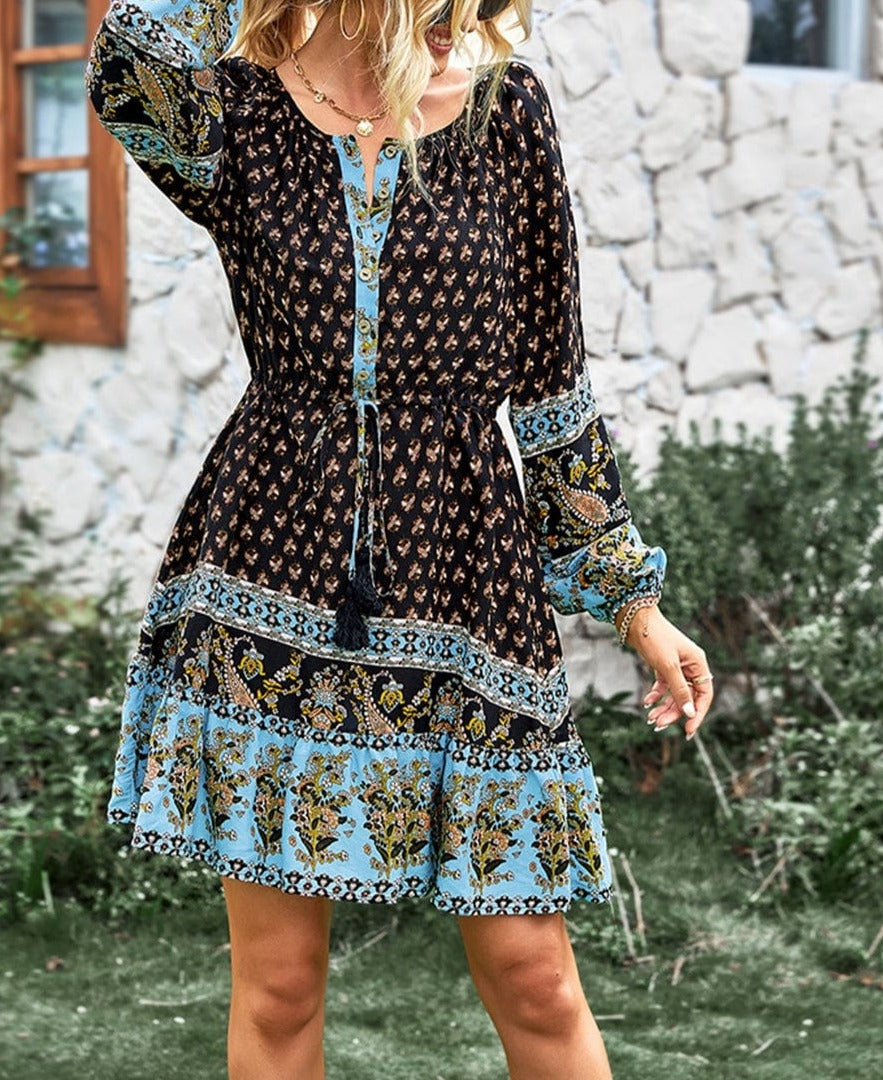 Tassel Tie Waist Boho Dress