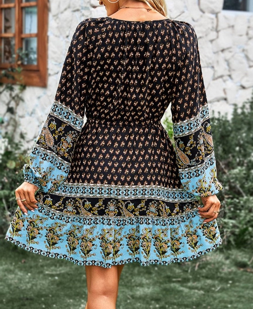 Tassel Tie Waist Boho Dress