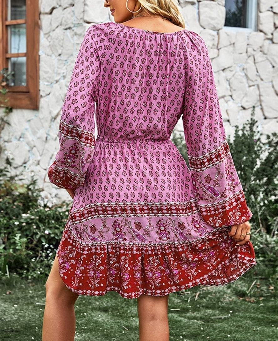 Tassel Tie Waist Boho Dress