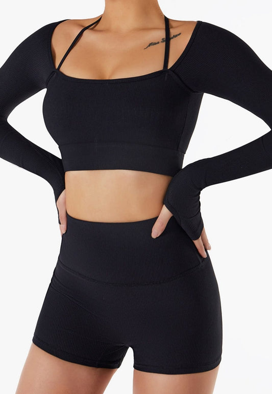 Square Neck Long Sleeve Active Top