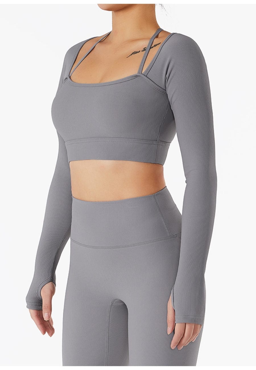 Square Neck Long Sleeve Active Top