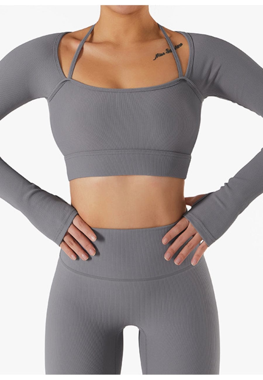 Square Neck Long Sleeve Active Top