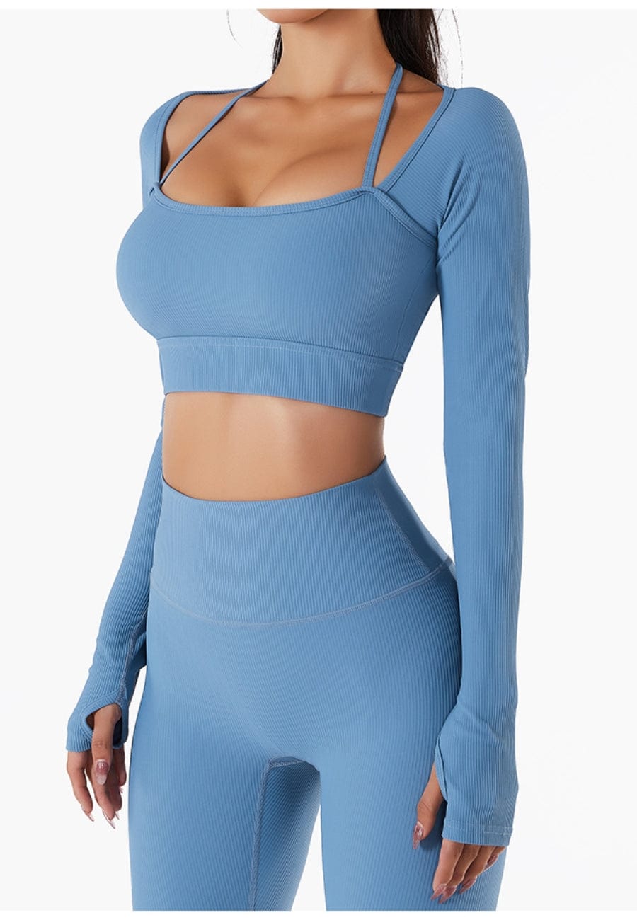 Square Neck Long Sleeve Active Top