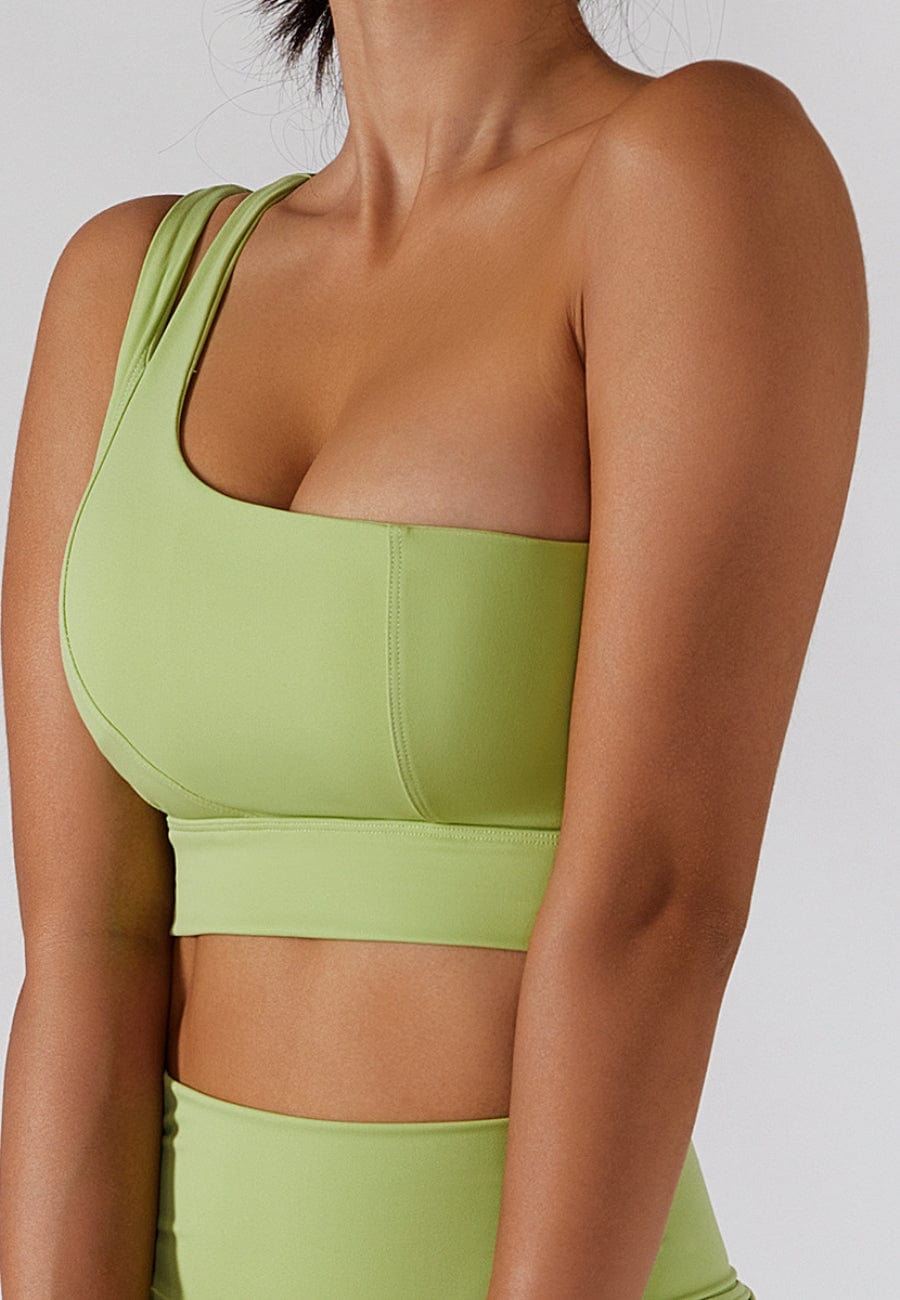 Asymmetrical One Shoulder Double Strap Sports Bra Tank