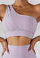 Asymmetrical One Shoulder Double Strap Sports Bra Tank