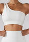 Asymmetrical One Shoulder Double Strap Sports Bra Tank