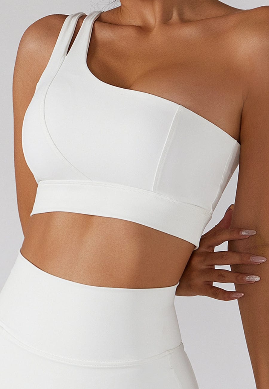 Asymmetrical One Shoulder Double Strap Sports Bra Tank