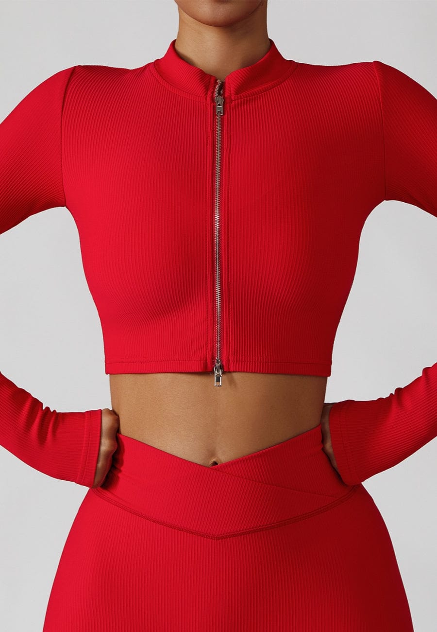 Sculpting Cropped Zip High Collar Jacket