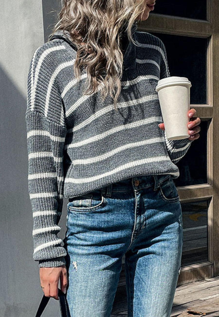 Drop Shoulder Collared Sweater