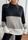 High Neck Color Block Sweater