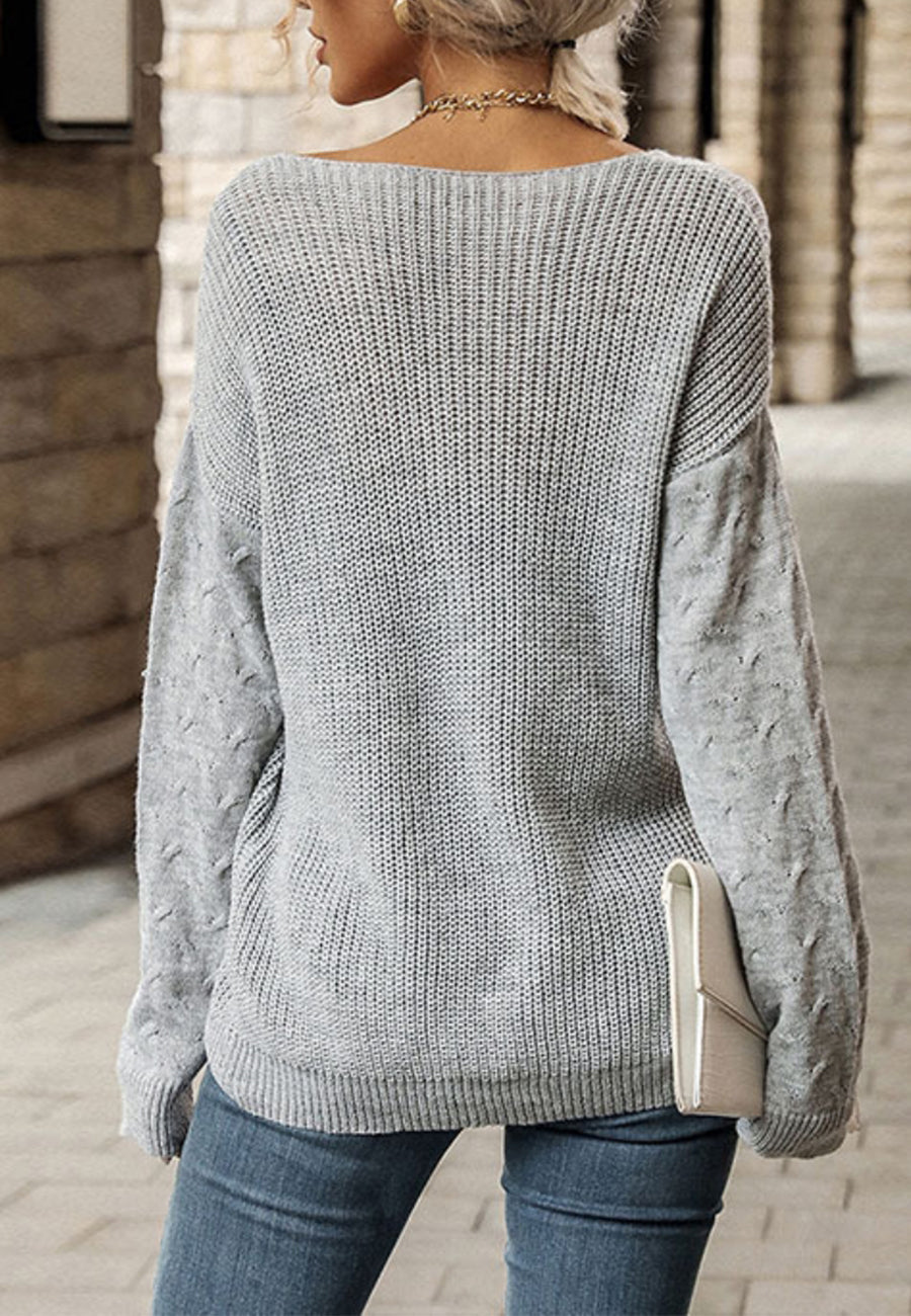 Mixed Textured Knit Long Sweater