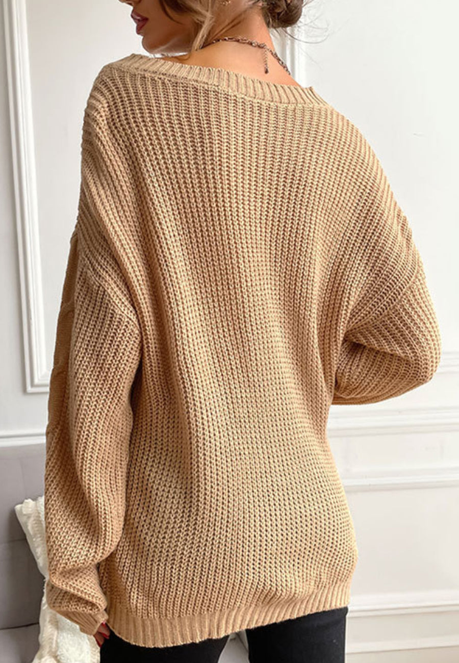 Solid Cable Knit Long Sweater