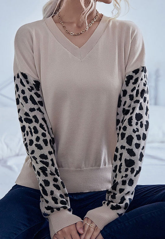 Cheetah Two Tone Drop Shoulder Sweater
