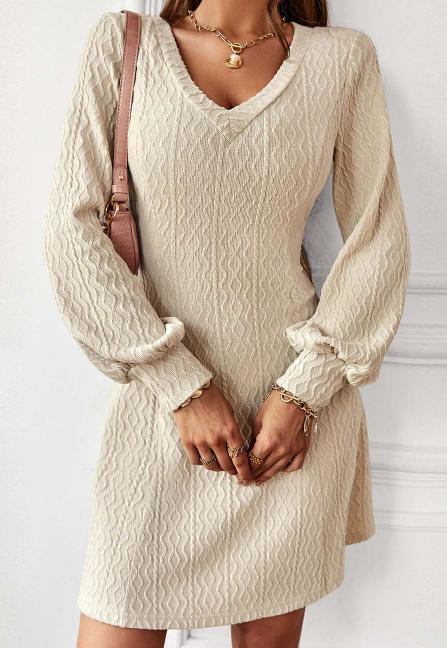 Textured Cable Knit Sweater Dress